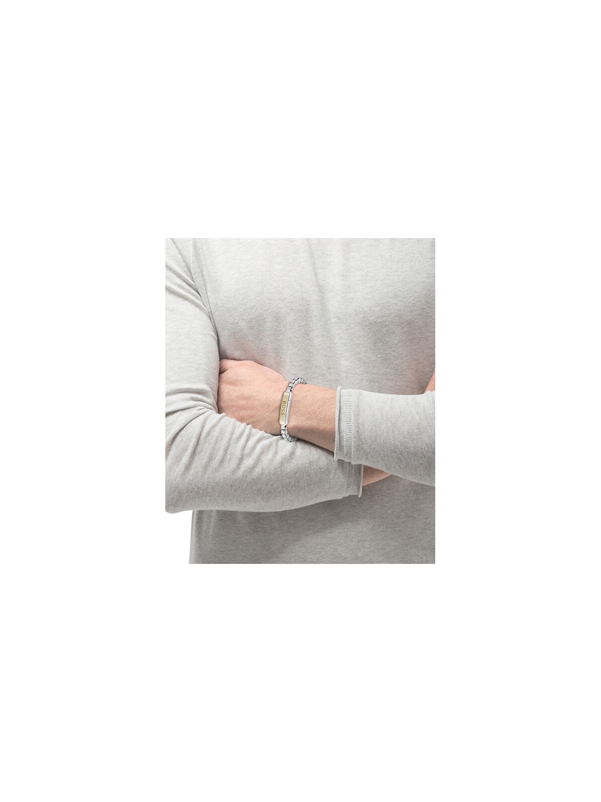 Hugo Boss Bracciale bicolore da uomo senza tempo in acciaio Devon 1580597 - Lunghezza: 17.5 cm uomo