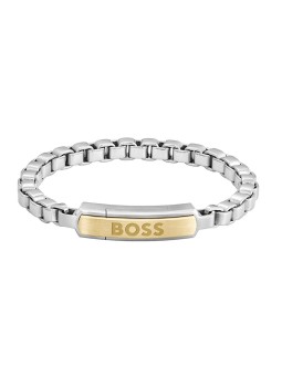 Hugo Boss Bracciale bicolore da uomo senza tempo in acciaio Devon 1580597 - Lunghezza: 19 cm uomo