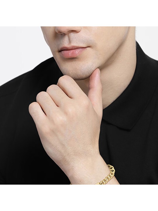 Hugo Boss Elegante bracciale placcato oro da uomo a maglie 1580403 - Lunghezza: 19 cm uomo