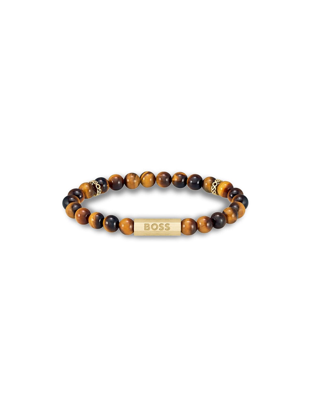 Hugo Boss Bracciale trendy con perline e sfera in occhio di tigre 1580661 - Lunghezza: 19 cm uomo