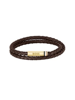 Hugo Boss Bracciale doppio in pelle Ares 1580670 - Lunghezza: 19 cm unisex