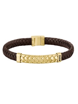 Hugo Boss Elegante bracciale in pelle da uomo su misura 1580675 - Lunghezza: 19 cm uomo