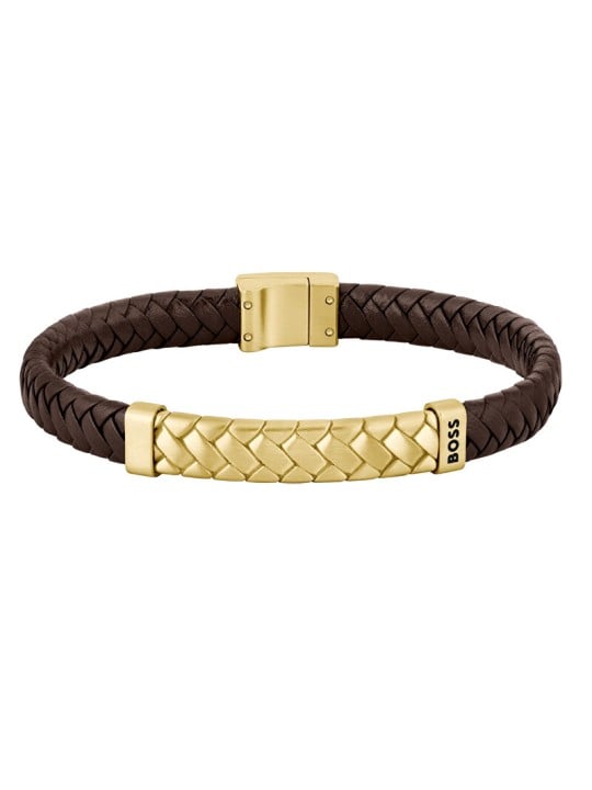 Hugo Boss Elegante bracciale in pelle da uomo su misura 1580675 - Lunghezza: 19 cm uomo