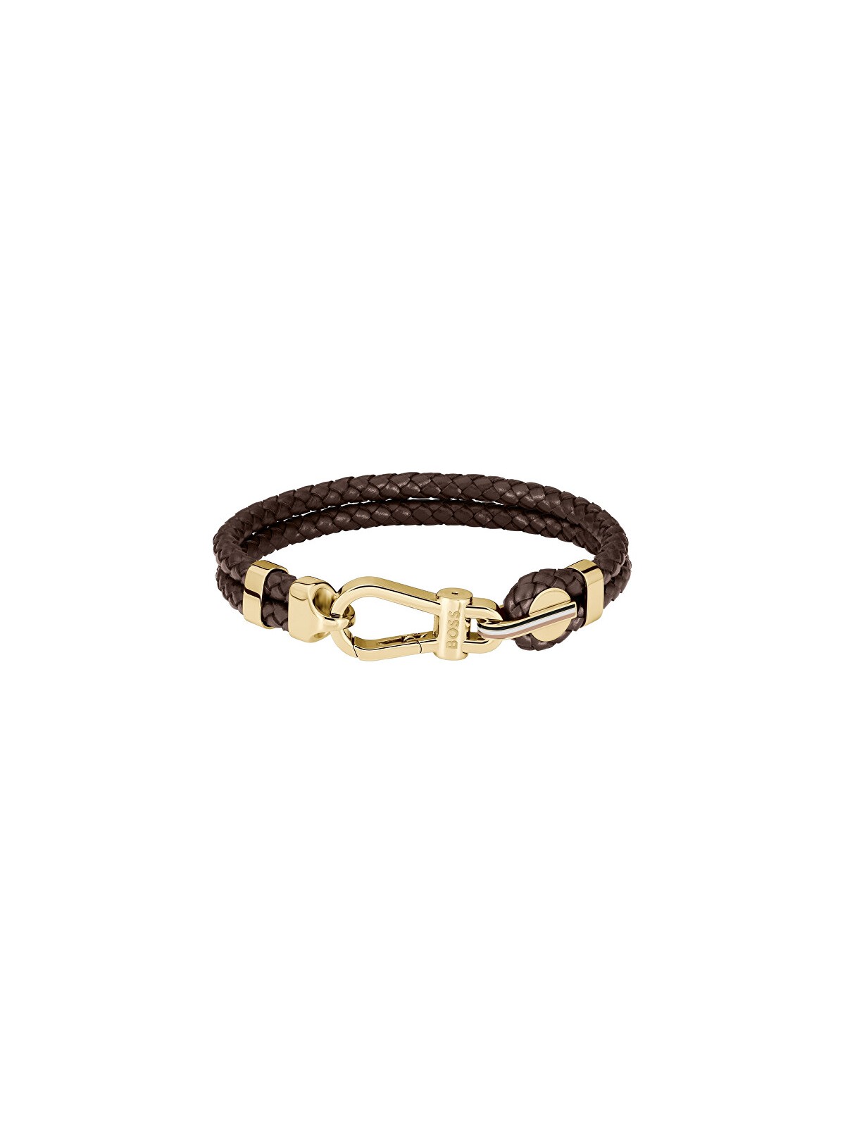 Hugo Boss Bracciale doppio alla moda in pelle marrone 1580700 - Lunghezza: 19 cm uomo