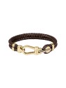Hugo Boss Bracciale doppio alla moda in pelle marrone 1580700 - Lunghezza: 19 cm uomo