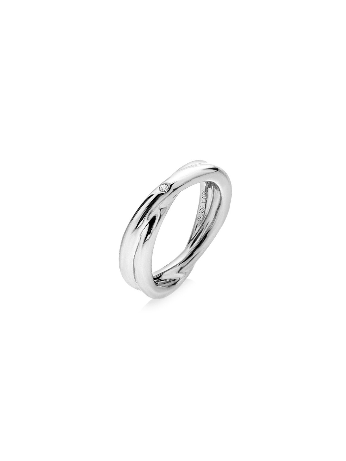 Hot Diamonds Anello minimalista in argento con diamante autentico Aura DR291 - Diametro: 58 mm donna