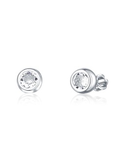 JVD Orecchini a lobo in argento pregiato con zirconi SVLE1517XH2BI - Diametro: 0.7 cm donna