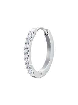 Luca Barra Orecchino singolo in acciaio con cristalli trasparenti OK1458/9 - Diametro: 2 cm donna