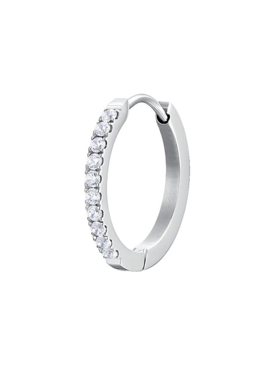 Luca Barra Orecchino singolo in acciaio con cristalli trasparenti OK1458/9 - Diametro: 2 cm donna