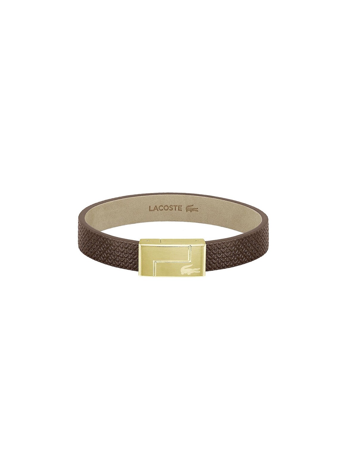 Lacoste Bracciale in pelle marrone Monogram Leather 2040187 - Lunghezza: 17.5 cm uomo
