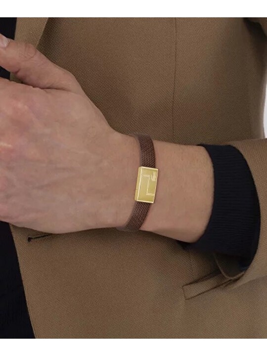 Lacoste Bracciale in pelle marrone Monogram Leather 2040187 - Lunghezza: 17.5 cm uomo