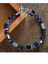 Lampglas Bracciale da uomo Star Dust con perle in vetro lampada uniche e pietra dorata blu BFM15 - Lunghezza: 23 cm uomo