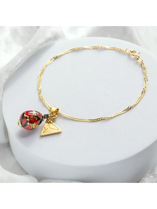 Lampglas Bracciale color vermiglio nude con oro 24 carati BNM2/AG/POZ - Lunghezza: 18 cm donna