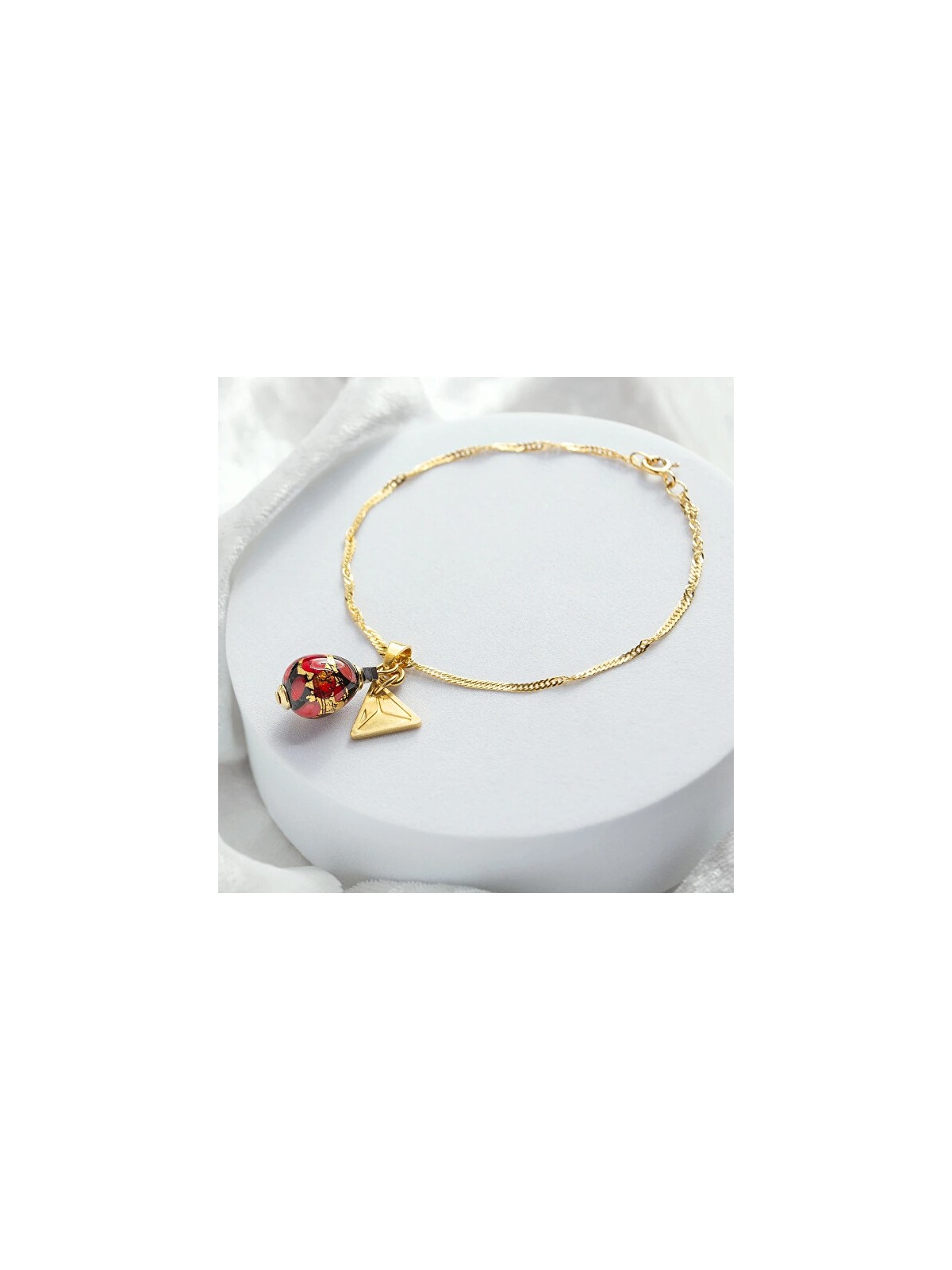 Lampglas Bracciale color vermiglio nude con oro 24 carati BNM2/AG/POZ - Lunghezza: 18 cm donna