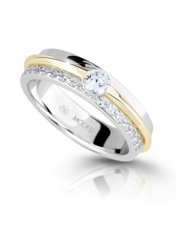 Modesi Anello in argento bicolore con zirconi M16023 - Diametro: 59 mm donna