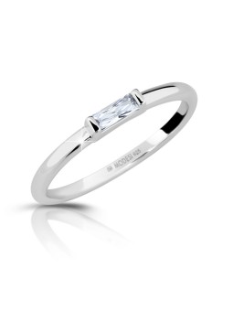 Modesi Anello minimalista in argento con zircone M01012 - Circonferenza: 59 mm donna