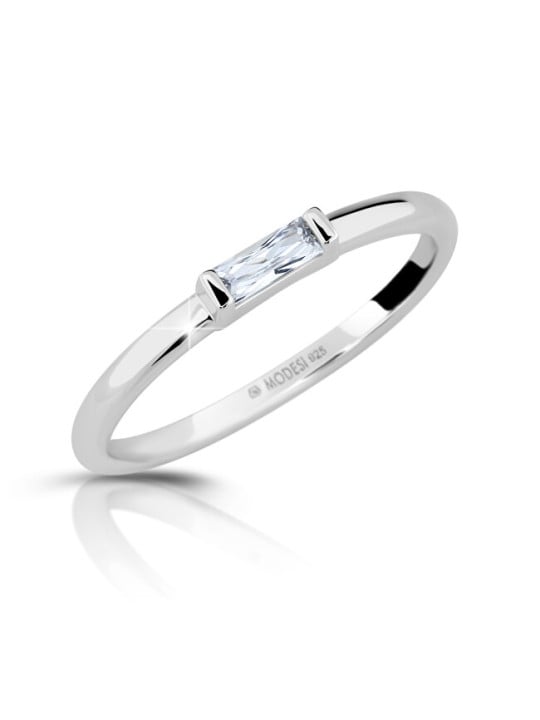 Modesi Anello minimalista in argento con zircone M01012 - Circonferenza: 59 mm donna