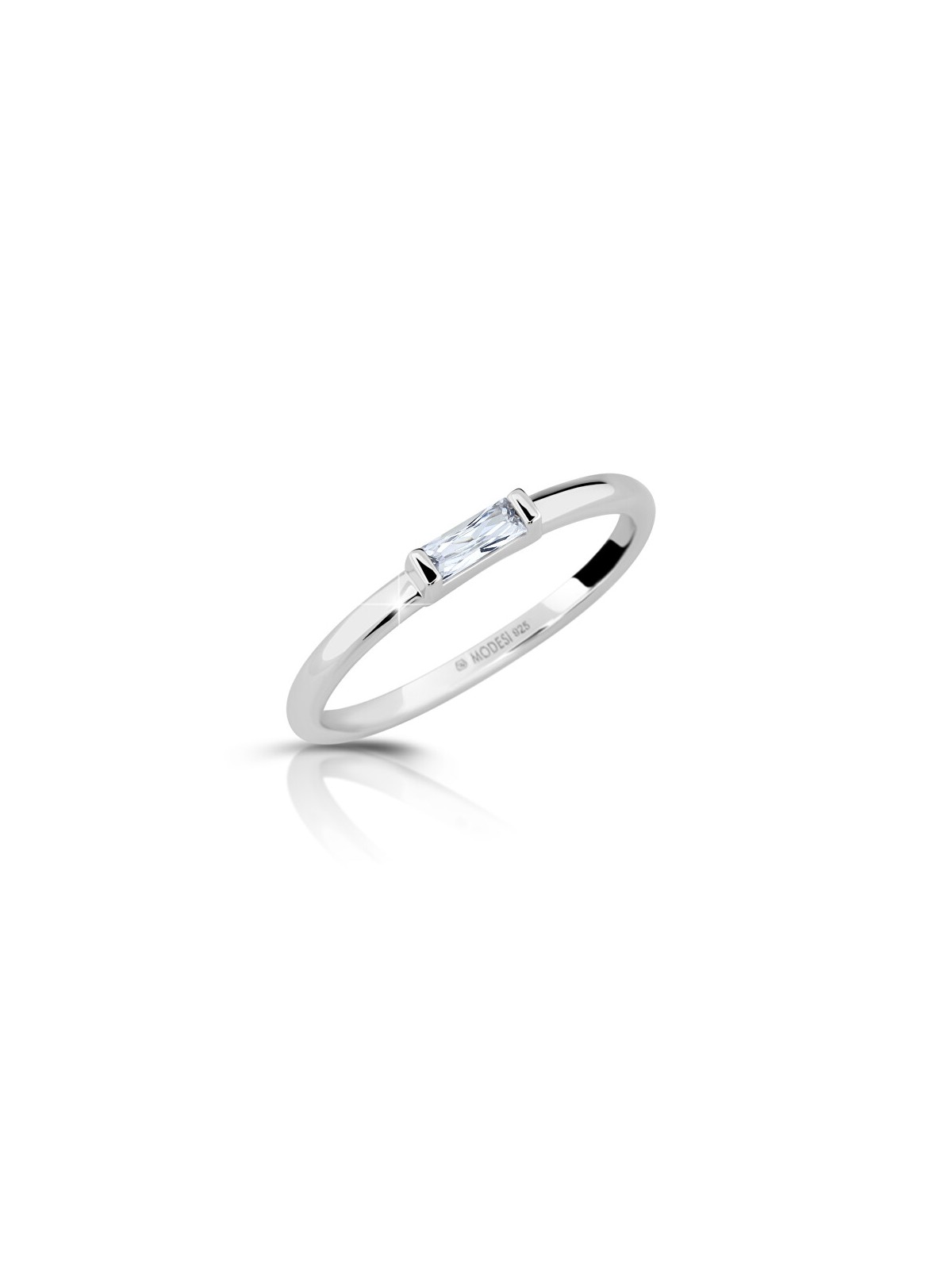 Modesi Anello minimalista in argento con zircone M01012 - Circonferenza: 59 mm donna