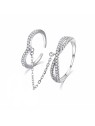 MOISS Anello doppio di lusso in argento con zirconi R00022 - Diametro: 54 mm donna