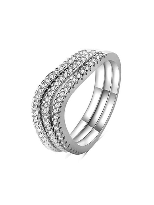 MOISS Anello triplo in argento con zirconi R00023 - Circonferenza: 58 mm donna