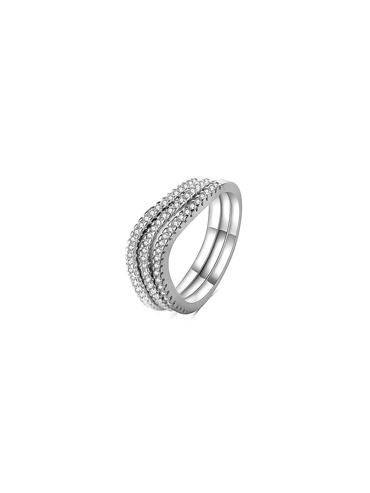 MOISS Anello triplo in argento con zirconi R00023 - Circonferenza: 58 mm donna