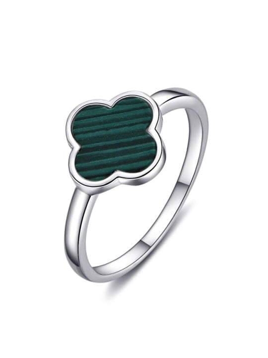 MOISS Anello portafortuna in argento con quadrifoglio R0004469-P - Circonferenza: 52 mm donna
