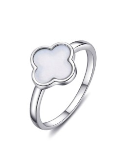 MOISS Anello di lusso in argento con perla a forma di quadrifoglio R0004455-P - Circonferenza: 52 mm donna