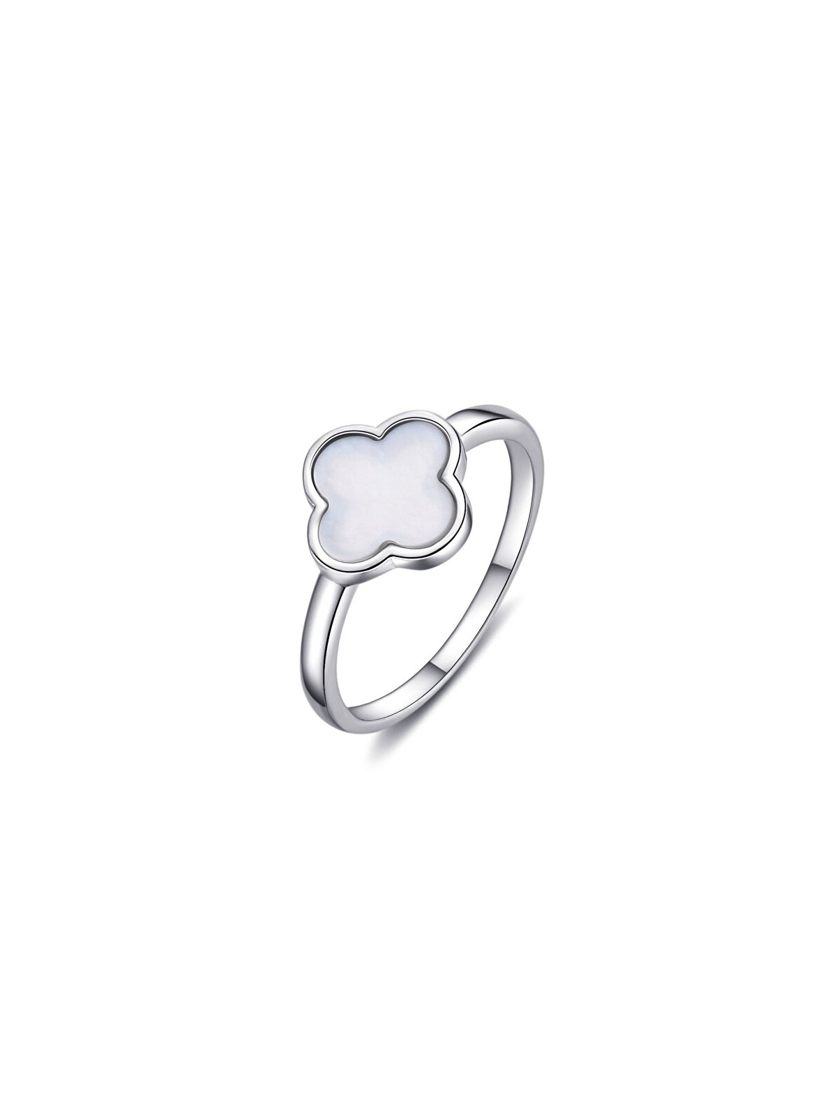 MOISS Anello di lusso in argento con perla a forma di quadrifoglio R0004455-P - Circonferenza: 52 mm donna