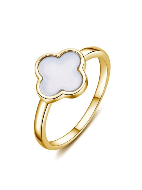 MOISS Anello placcato oro con quadrifoglio in madreperla R0004476-P - Circonferenza: 55 mm donna