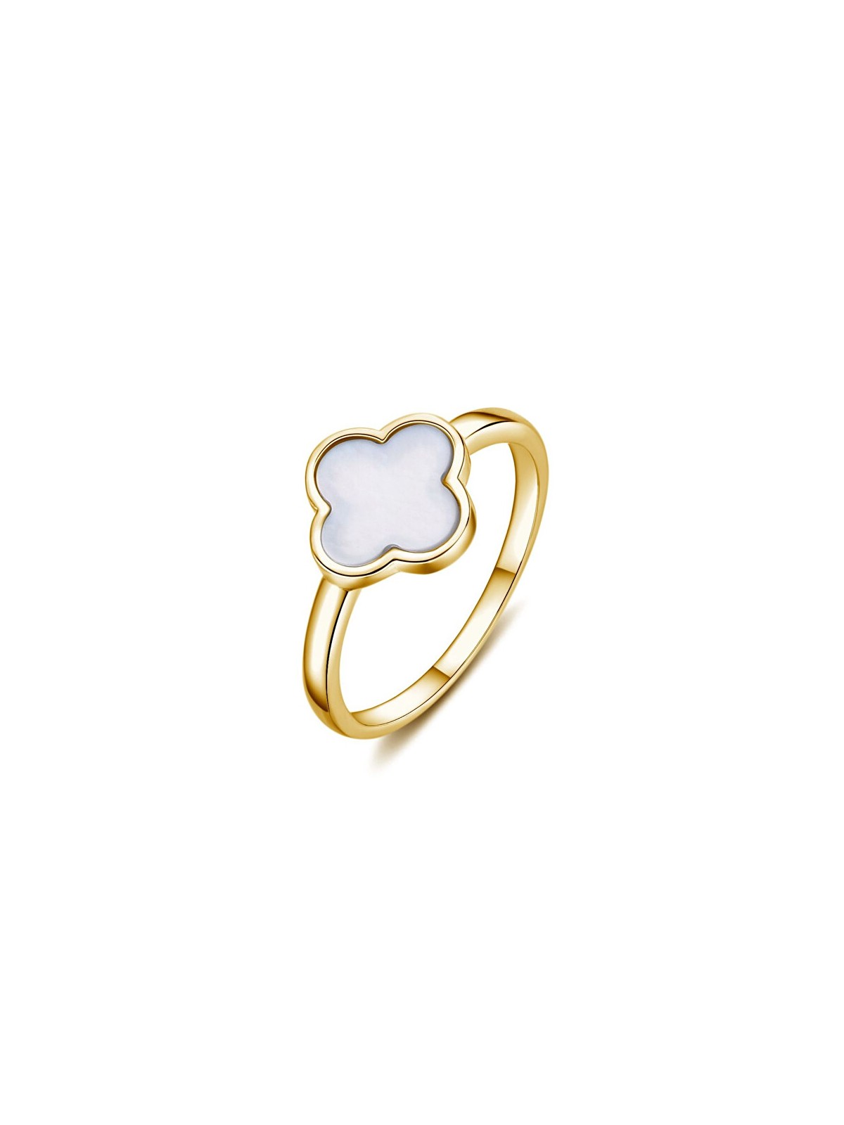 MOISS Anello placcato oro con quadrifoglio in madreperla R0004476-P - Circonferenza: 55 mm donna