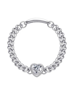 MOISS Anello a catena in argento con cuore scintillante CZR00011-P - Circonferenza: 51 mm donna