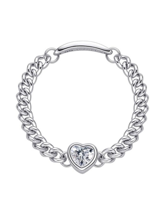 MOISS Anello a catena in argento con cuore scintillante CZR00011-P - Circonferenza: 51 mm donna