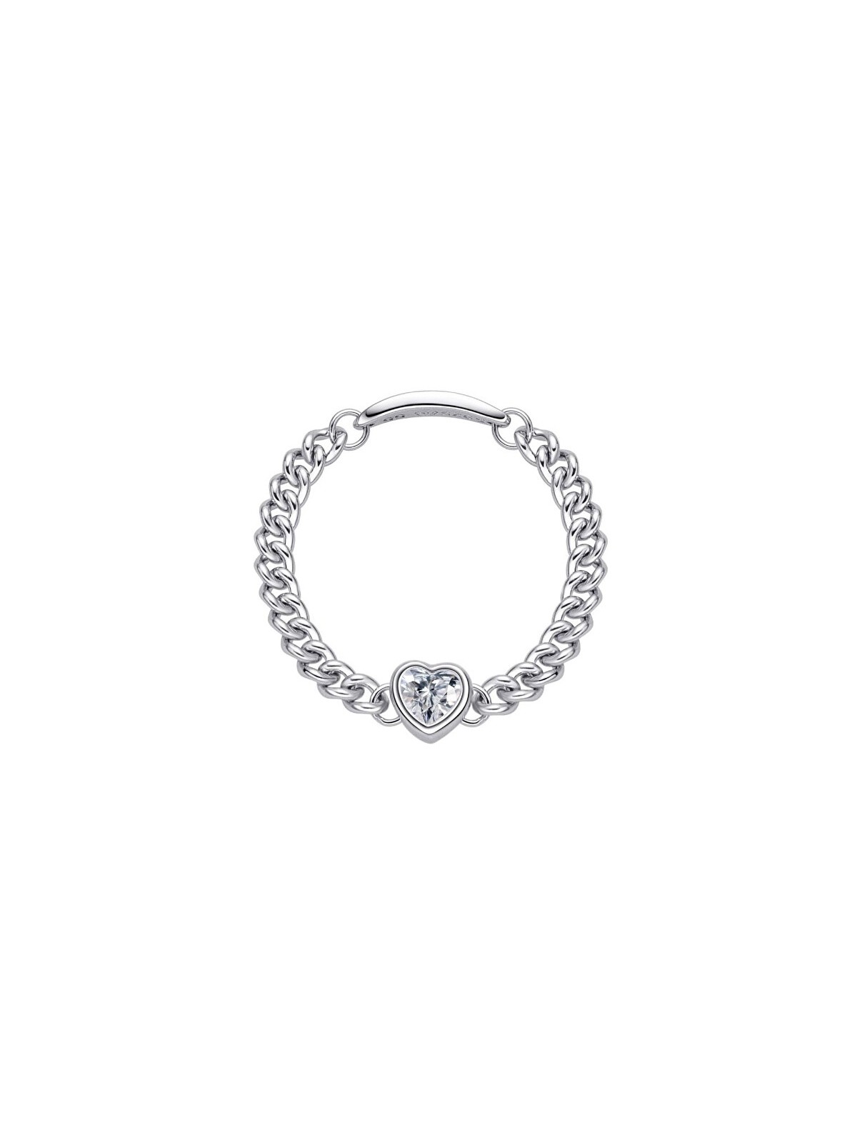 MOISS Anello a catena in argento con cuore scintillante CZR00011-P - Circonferenza: 51 mm donna