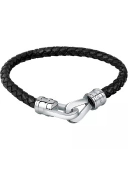 Morellato Bracciale in pelle nera per uomo Moody SQH42 - Lunghezza: 19.5 cm uomo