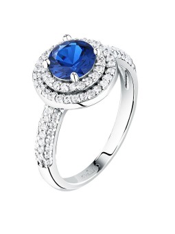 Morellato Anello in argento lucido con zircone blu Tesori SAIW27701 - Diametro: 54 mm donna