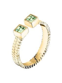 Morellato Anello aperto placcato oro con cristilla verde Gioia SAVY370 - Diametro: 58 mm donna