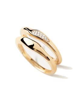 PDPAOLA Set di anelli placcati oro Onda Essentials AN01-C21 - Diametro: 50 mm donna