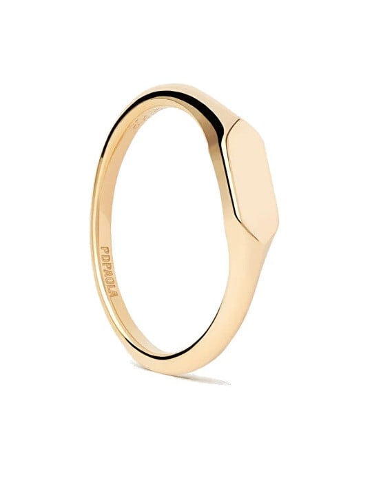 PDPAOLA Anello minimalista placcato oro Hexagon Mini AN01-C47 - Diametro: 50 mm donna