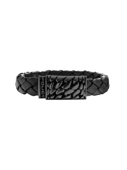 Mensola Bracciale in pelle nera da uomo PJ25729BLB01 - Lunghezza: 17 cm uomo