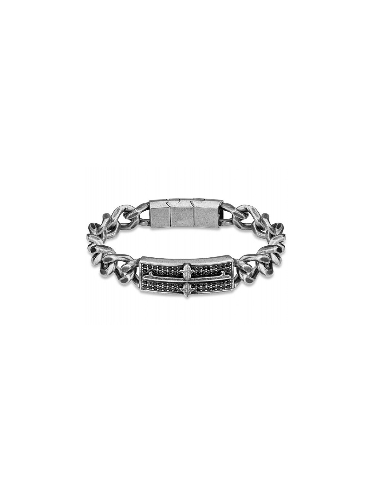 Mensola Bracciale in acciaio massiccio con cristallo PEAGB2120404 - Lunghezza: 19 cm uomo