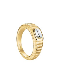 Rosefield Splendido anello in acciaio placcato oro con cristallo iconico JROR - Diametro: 54 mm donna