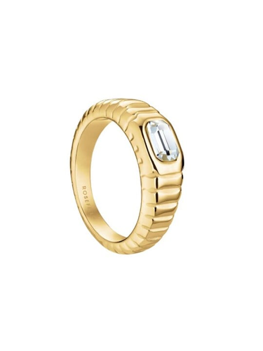 Rosefield Splendido anello in acciaio placcato oro con cristallo iconico JROR - Diametro: 54 mm donna