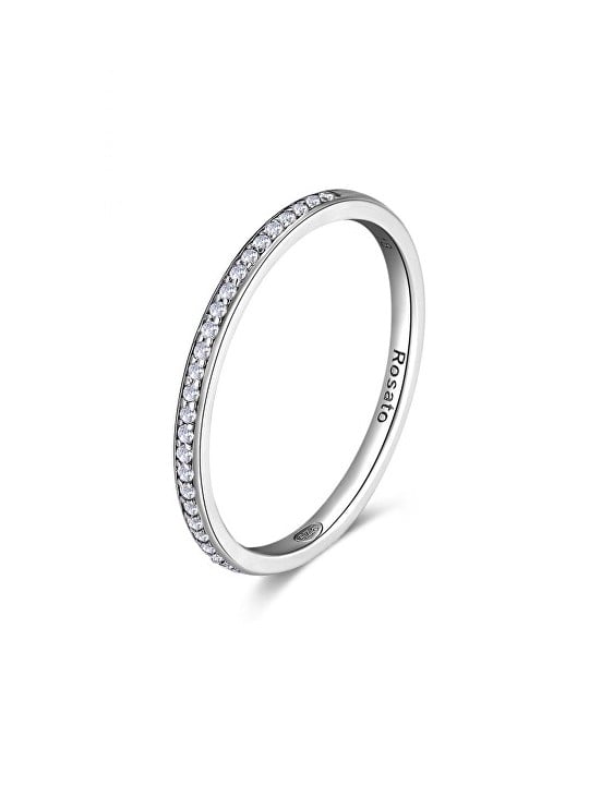 Rosato Anello minimalista in argento con zirconi Allegra RZA029 - Diametro: 56 mm donna