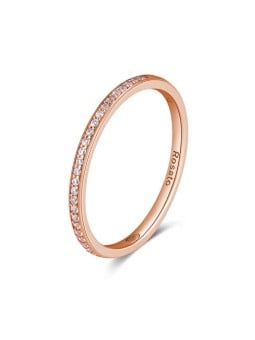 Anello Rosato minimalista in bronzo con zirconi Allegra RZA030 - Diametro: 54 mm donna