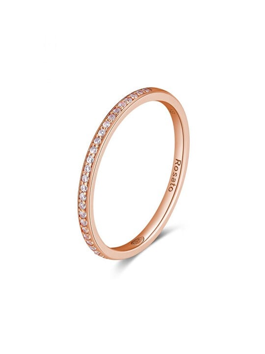 Rosato Anello minimalista in bronzo con zirconi Allegra RZA030 - Circonferenza: 56 mm donna