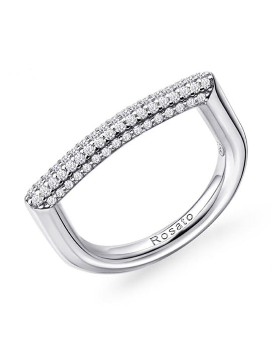 Rosato Anello moderno in argento con zirconi Bianca RZBI33 - Giro: 54 mm donna