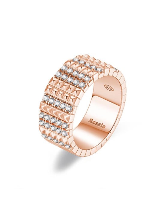 Rosato Anello Cubica RZCU58 in bronzo lucido con zirconi - Diametro: 56 mm donna