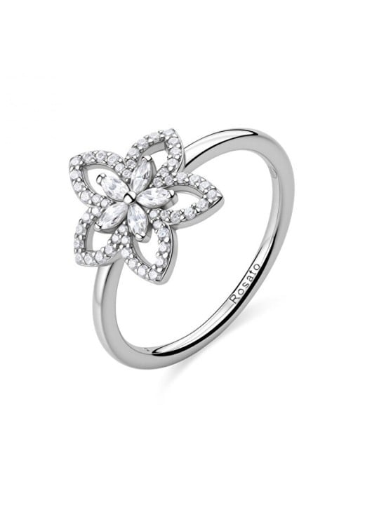 Rosato Anello da donna in argento con fiore e zirconi Gaia RZGA98 - Circonferenza: 50 mm donna