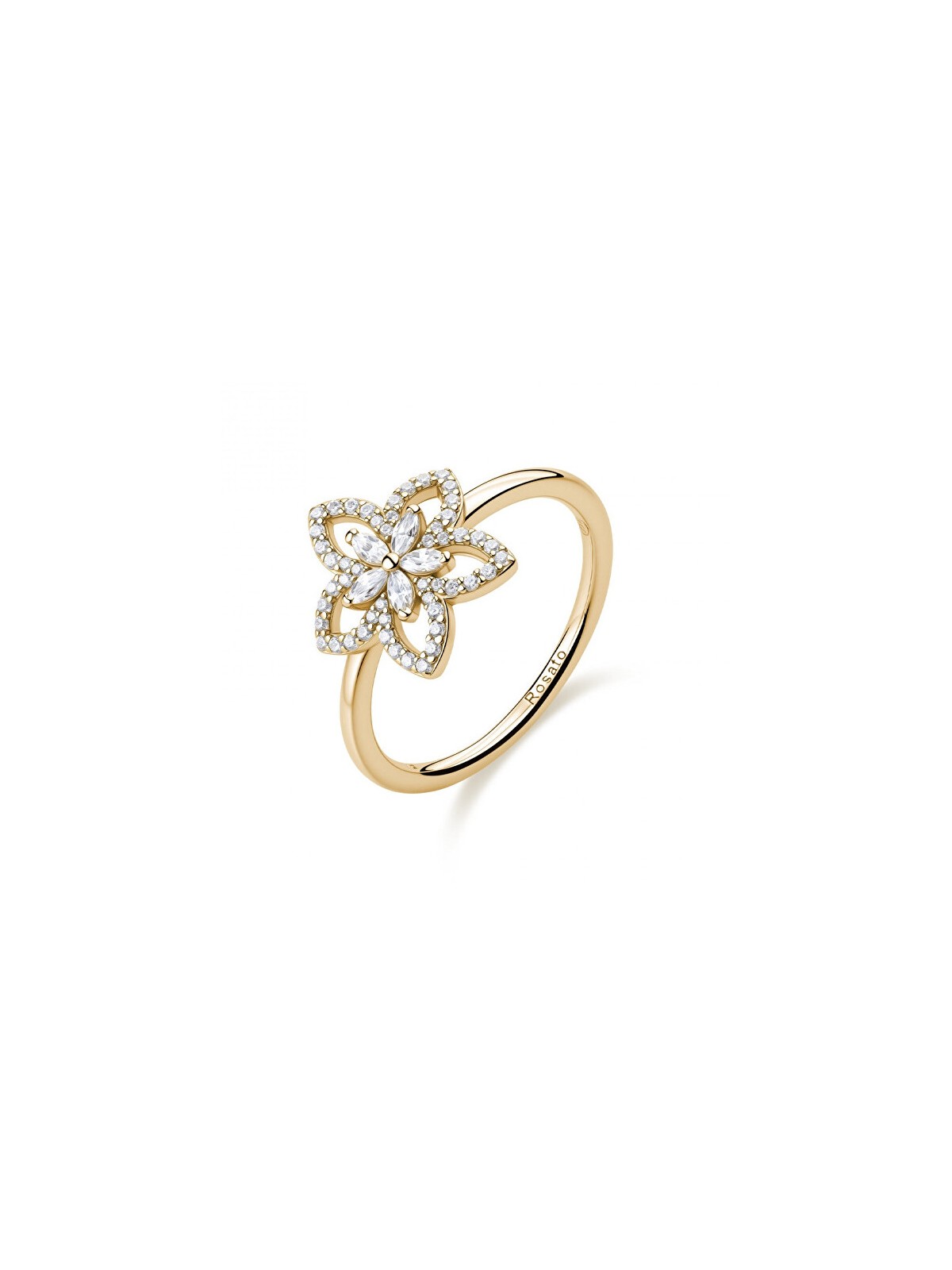 Rosato Anello da donna placcato oro con fiore e zirconi Gaia RZGA99 - Circonferenza: 58 mm donna