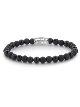 Rebel&Rose Bracciale con perline Black Rocks RR-60033-S - Dimensioni: 20 cm - L+ unisex